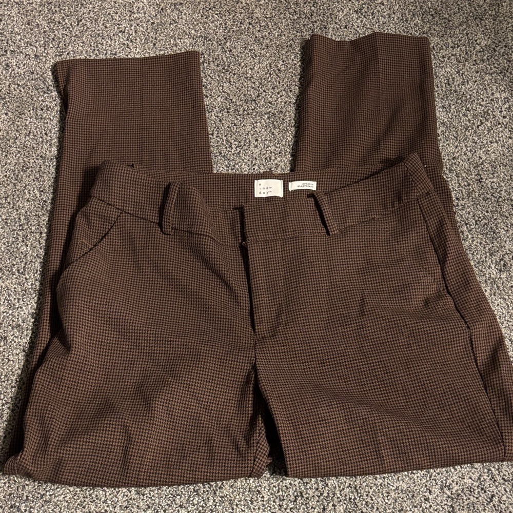 a new day Women's Brown Checkered Pants